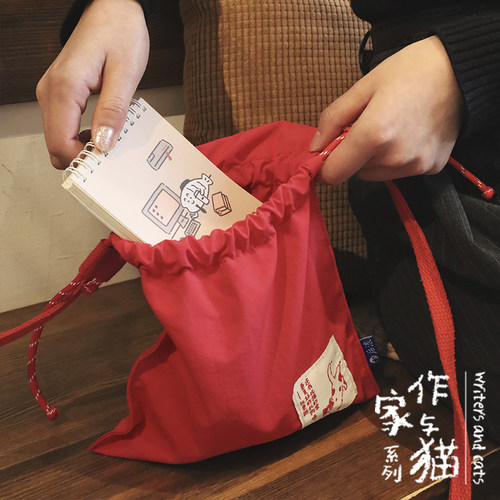 作家与猫红色系列手账本小斜挎包
