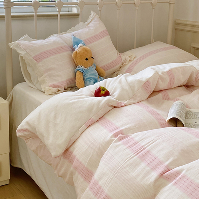 少女秋冬全棉双层纱+牛奶绒套件