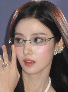 卢昱晓同款墨镜无框灰色金属镂空高级感Y2K辣妹风绳结太阳镜女潮