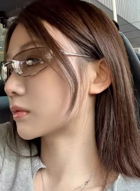 千禧ins风新款无曲面Y2K少女粉复古科技高级感无框太阳眼镜新款潮