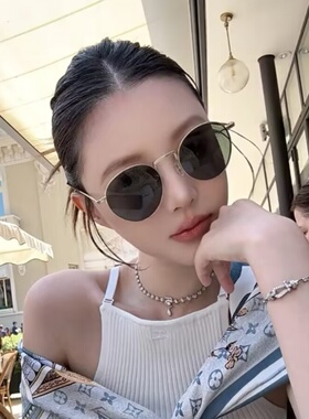 港风小圆复古金属偏光墨镜女款高级感防紫外线显脸小遮阳太阳眼镜