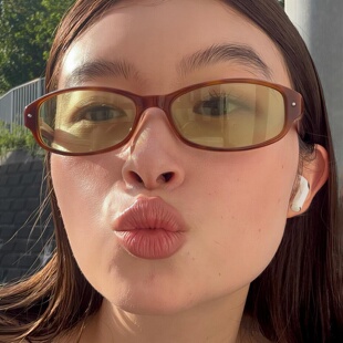 韩版复古方圆脸长方形拼色镜框墨镜防紫外线偏光TR材质太阳眼镜女