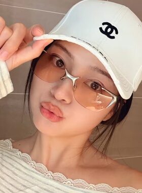 2026复古金属无框粉色大框眼镜女Y2K千禧辣妹风墨镜高级感欧美潮