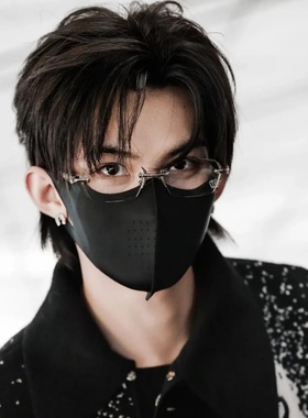 韩版无边框切边纯欲平光镜男装饰斯文辣妹度数可配老花近视眼镜女