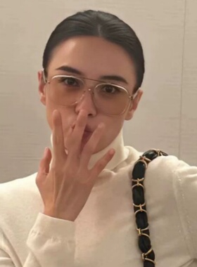 宋佳同款浅茶色双梁大框墨镜女高级感欧美时尚圆脸显脸小太阳眼镜