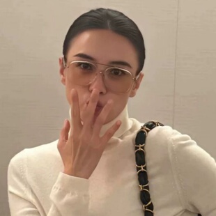 宋佳同款浅茶色双梁大框墨镜女高级感欧美时尚圆脸显脸小太阳眼镜