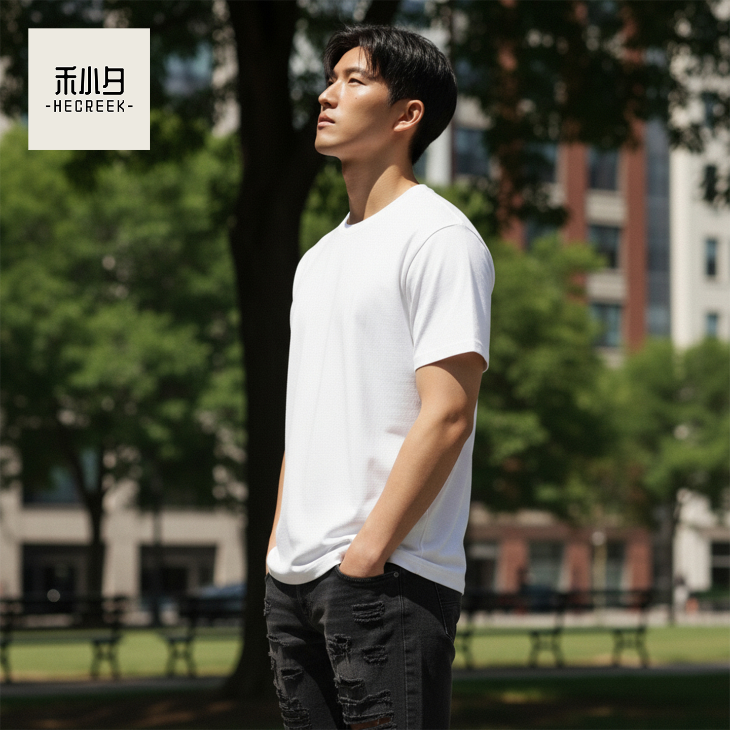 禾小夕男士230g纯棉短袖T恤夏装