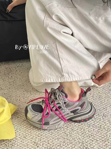 断码特惠VIPLOVE真皮网面厚底老爹鞋女鞋2026春季新休闲潮鞋网红