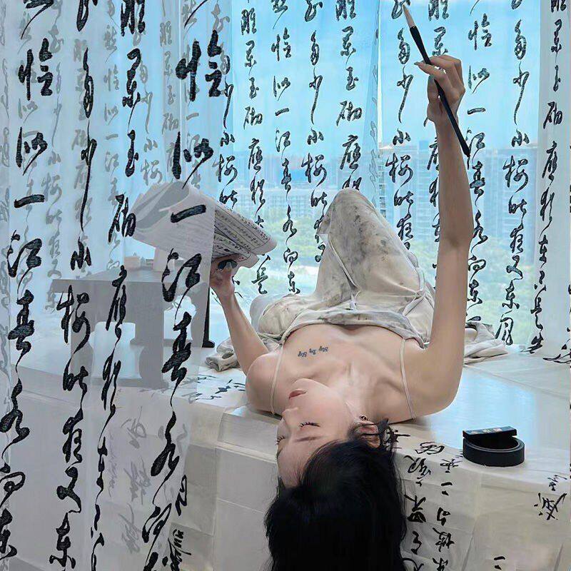书法挂布新中式书法纱汉服古风场景布置拍照背景布摄影装饰道具