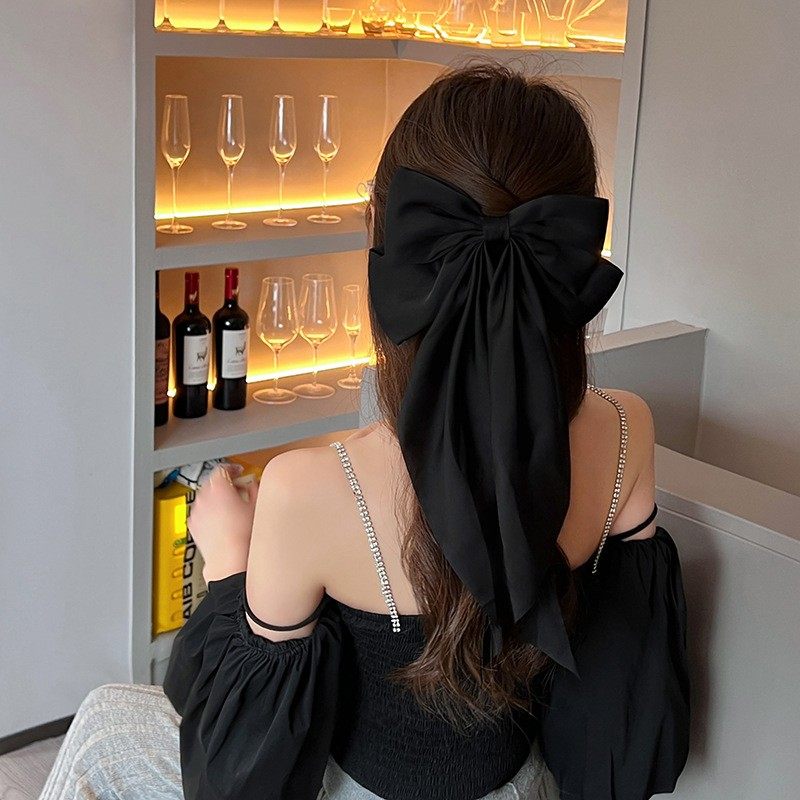 韩式新娘头饰红色缎面夸张大蝴蝶结发夹少女绑发发带新年装饰配饰