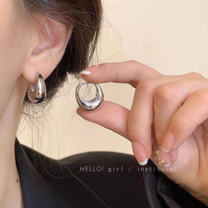 高级感水滴素圈耳环女小众设计感