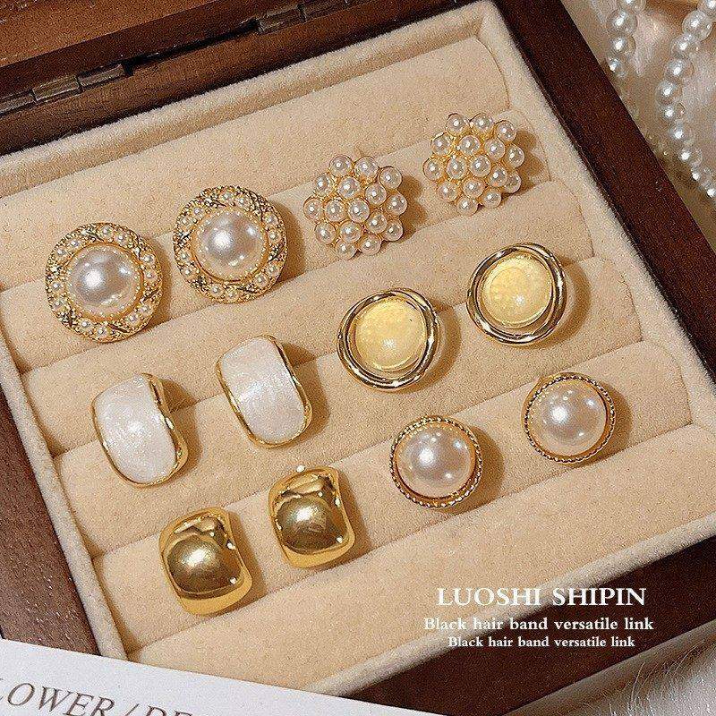 6件套珍珠耳环2025新款耳钉套装小众设计轻奢感复古气质耳饰耳坠,饰品/流行首饰/时尚饰品新,耳环,淘宝优惠券,粉丝福利购,淘宝优惠卷