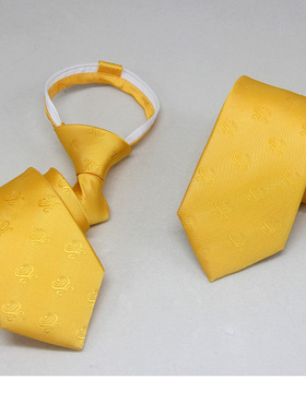 海南航空领带 机长领带 飞行员领带 黄色领带 金黄色领带拉链免打