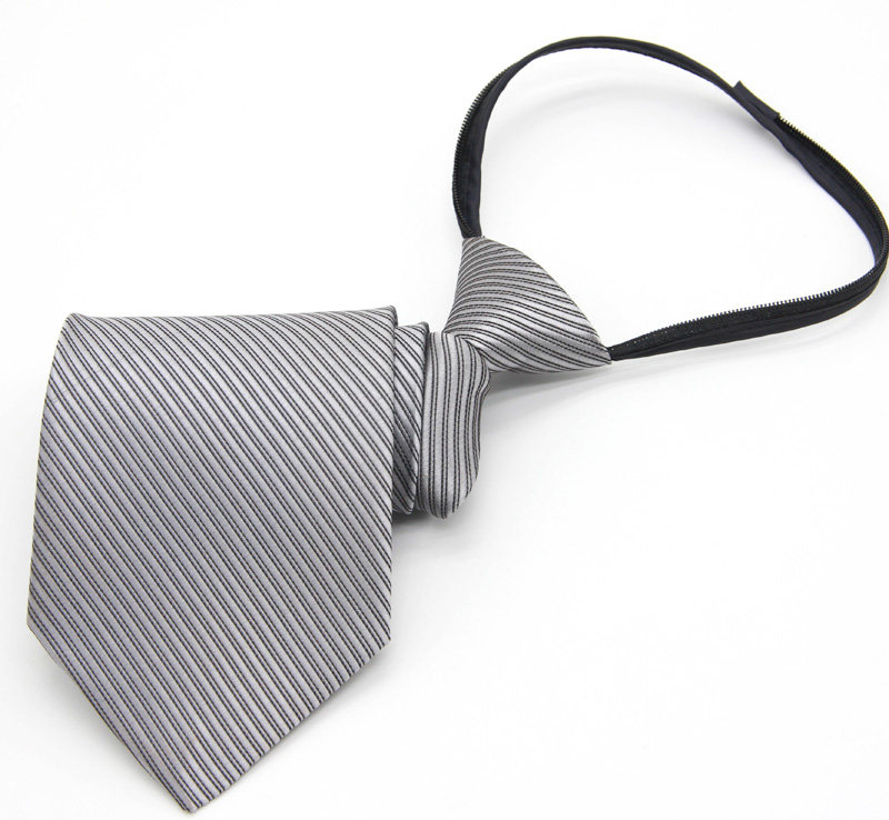 银白色拉链领带 银灰色拉链领带  男士正装方便易拉得拉链领带