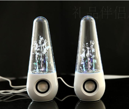 LED喷水音响 创意圆型喷泉音响 电脑七彩灯音乐喷泉水柱音响