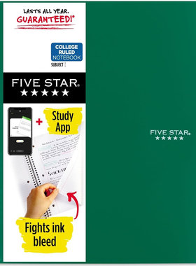 MEAD 06188 美德FIVE STAR美式二科目三孔笔记本记事本8.5X11英寸