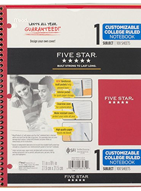 MEAD 08230 FIVE STAR美式三孔笔记本一科目笔记本