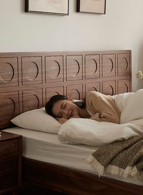 璞沁木作实木床双人床黑胡桃木实木大床1.8米床1.5米卧室家具