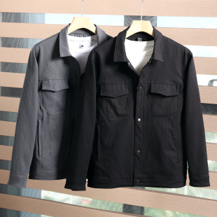 高级感工装 春秋男士 翻领简约宽松纯棉夹克外套 外贸男装 都市感