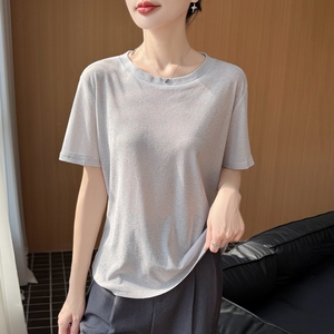夏季极简宽松显瘦圆领短袖T恤女