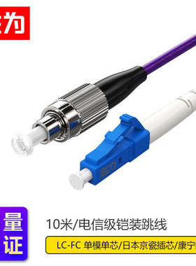 电信级铠装光纤跳线 LC-FC单模单芯尾纤10米 防鼠咬抗拉室内光纤线 FSCK-5100