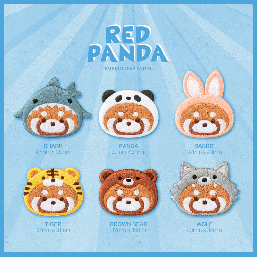 卡通小熊猫头像刺绣贴