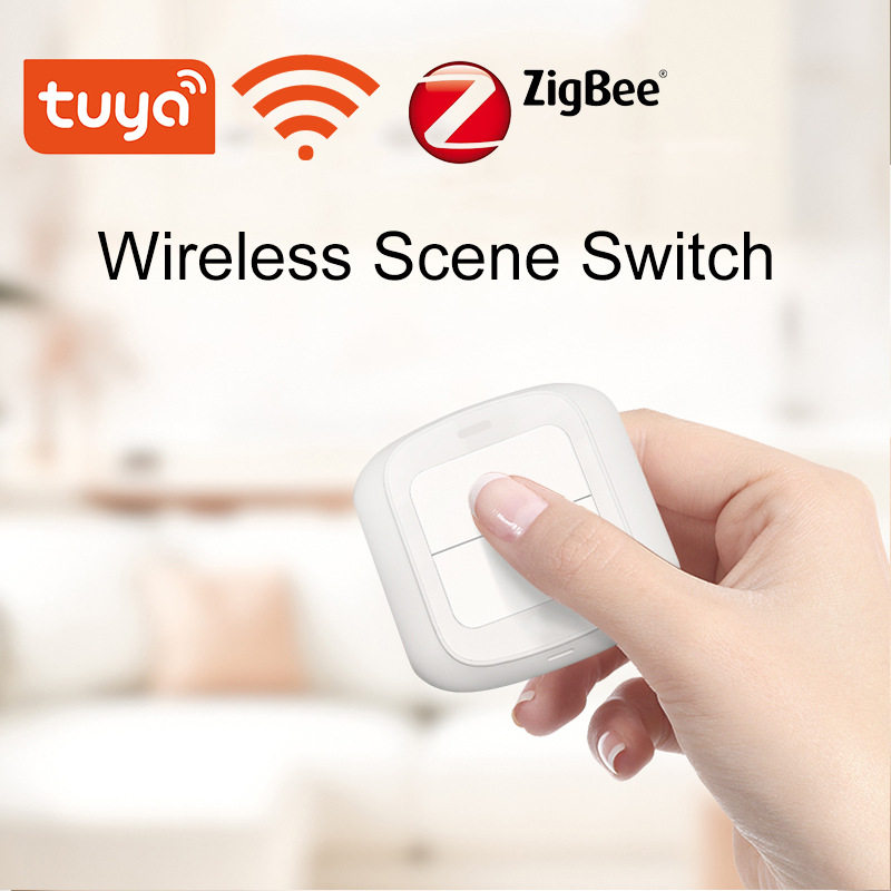 涂鸦智能WiFi/Zigbee 2键情景开关APP远程控制无线智能开关随意