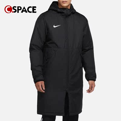 Cspace Nike 黑色 保暖纯色连帽厚款中长款棉服 CW6767-010