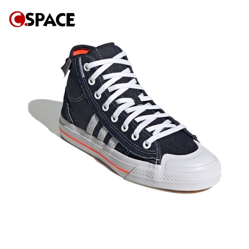 Cspace W adidas originals NIZZA Hi Rf帆布高帮板鞋蓝白H67835