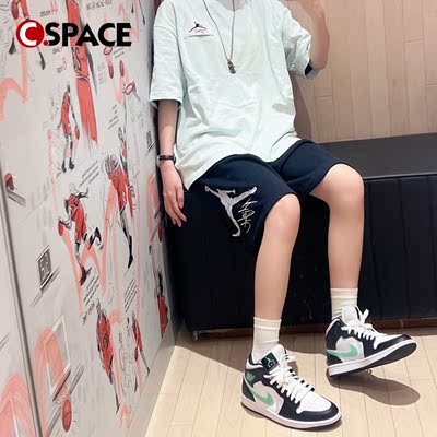 Cspace W Air Jordan 1 Low Mid AJ1白黑绿 复古篮球鞋DQ8423-103