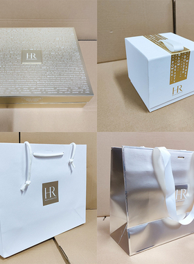 HR赫莲娜礼盒礼袋 白色纸质手提袋 化妆品柜台包装