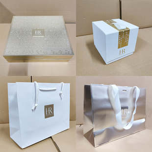 HR赫莲娜礼盒礼袋 白色纸质手提袋 化妆品柜台包装