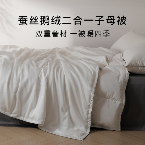 蚕丝鹅绒二合一子母被