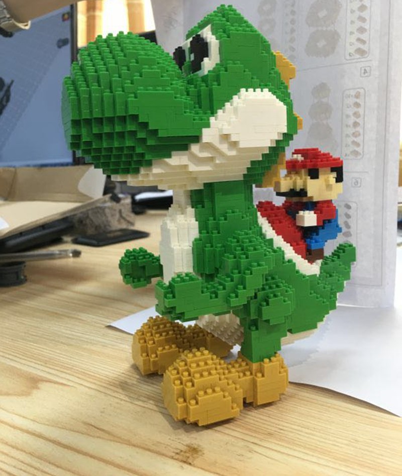 hc小颗粒钻石积木拼装益智玩具超大超级马里奥小恐龙耀西手办礼物