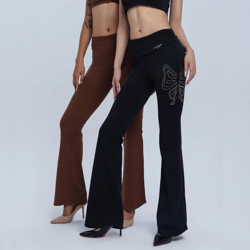 IAMYOYO慕斯喇叭裤显腿长 Heel人 双翼蝶长裤瑜伽heels舞蹈外穿