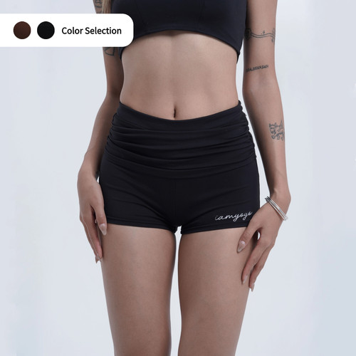 IAMYOYO慕斯高腰短裤练功服系列裸感百搭褶皱瑜伽heels显腿长舞蹈