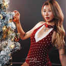 四面弹瑜伽面料美背heels 波点连体衣choker纯欲蕾丝 新色