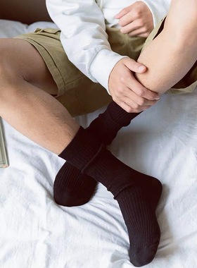 4双男士袜子春夏季纯棉中筒袜商务袜黑色正装长筒袜吸汗透气