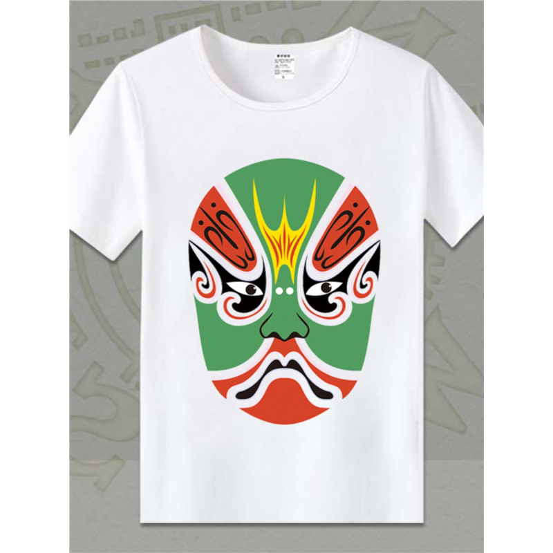 京剧脸谱t恤图案短袖个性男女青少年学生儿童半袖童装中国风衣服