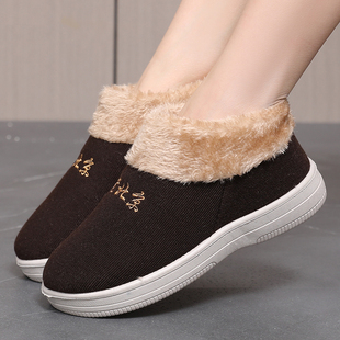 棉拖鞋女士包跟情侣外穿带后跟棉鞋冬季保暖防滑室内家用厚底鞋男