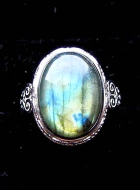 月光石戒指通透蓝光恋人戒指