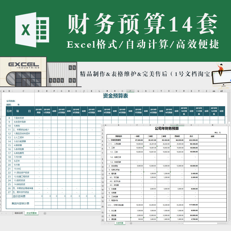 财务预算表格模板标准版(带公式计算)excel模板