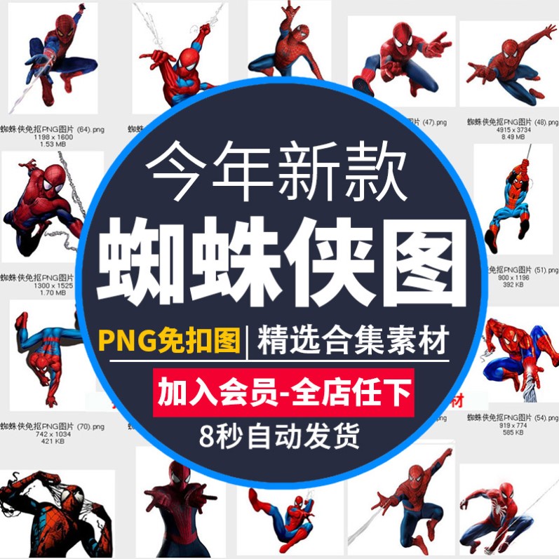 卡通蜘蛛侠漫威动漫插画人物烫画海报ps设计元素印花漫画PNG素材1