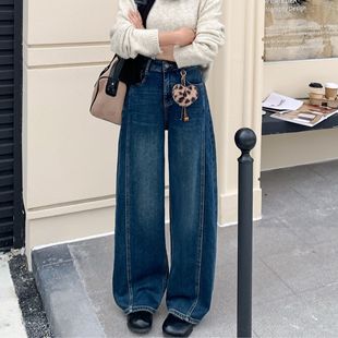 女121 复古百搭宽松显瘦设计感植绒弯刀牛仔裤 合肥欢欢 腔调雅痞