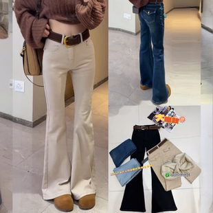 弹力显瘦加绒喇叭牛仔裤 合肥欢欢 修身 秋冬时尚 女19060 高级感