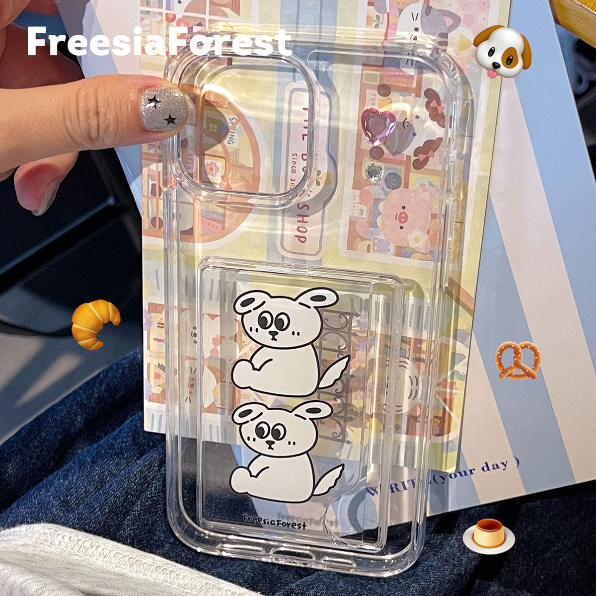 苍兰森林白色小熊苹果插卡手机壳