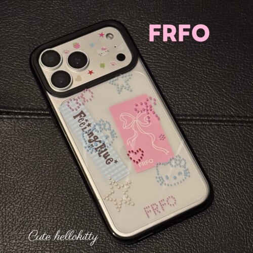 苍兰森林粉点Kitty黑边亚克力壳