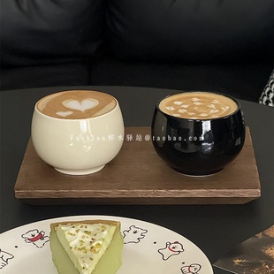 小众蛋形设计感咖啡厅同款咖啡杯手握杯ins风精致纯色卡布奇诺杯
