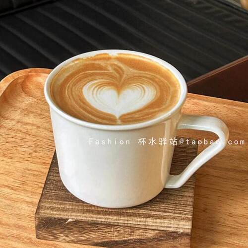 日式简约风陶瓷马克杯ins纯色下午茶热拿铁拉花杯带手柄咖啡杯子