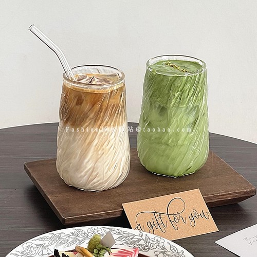 复古日式玻璃冰美式咖啡杯